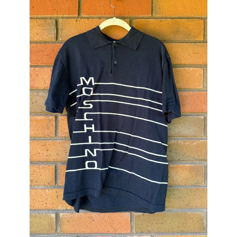 Moschino Cheap & Chic Knit Polo Spell‎ Out | Navy Blue | Approx Medium